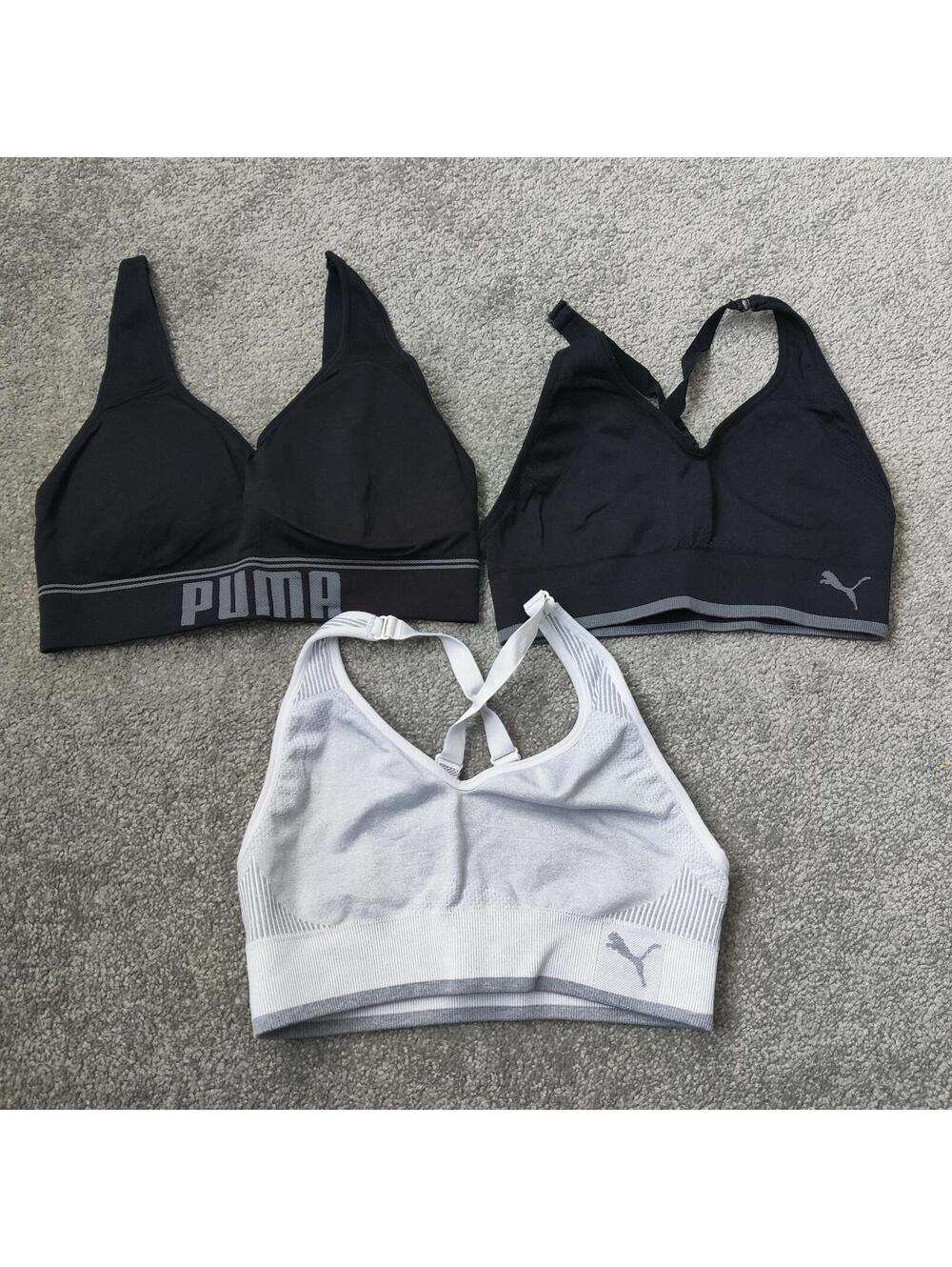 Puma Women's Sports Bras - Black and Light Gray